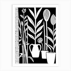 Lion cut inspired Black and white Garden plants & flowers art, Gardening art, 242 Art Print