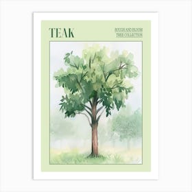 Teak Tree Atmospheric Watercolour Painting 3 Poster Art Print