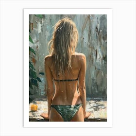 Back View Of Woman In Bikini Art Print