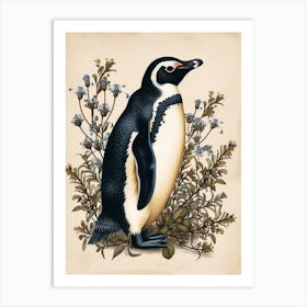 Adlie Penguin Bartolom Island Vintage Botanical Painting 4 Art Print