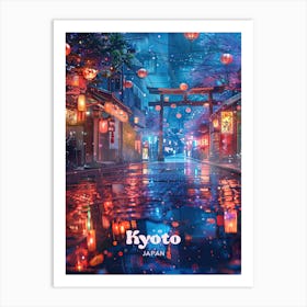 Kyoto Japan Night Time Travel Art Art Print