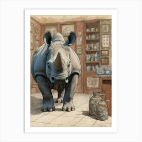 Rhino In A Shop Art Print