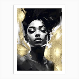 Black Girl with Gold Abstract 8 Art Print