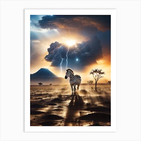 Zebra In The Desert Art Print