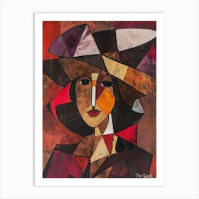 Abstract Woman With Hat Art Print