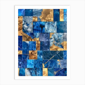 Blue And Gold Mosaic Art Print