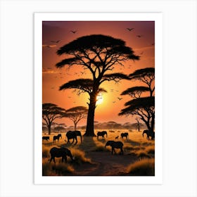 Sunset In The Savannah 3 Art Print