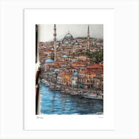 Istanbul Turkey Drawing Pencil Style 4 Travel Poster Art Print