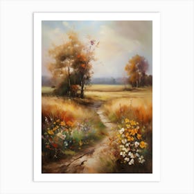 Vintage Oil Painting, Farmhouse Wall Decorations, Vintage Landscape, Vintage Landscape Oil Painting.5 Art Print