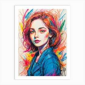 Girl With Colorful Hair 6 Art Print