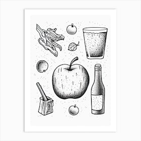 Juice Black And White Line Art Art Print