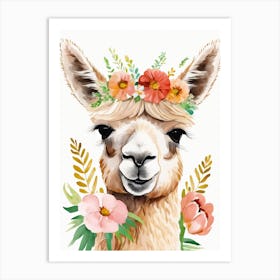 Baby Alpaca Wall Art Print With Floral Crown And Bowties Bedroom Decor (29) Art Print