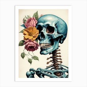 Floral Skeleton In The Style Of Pop Art (24) Art Print