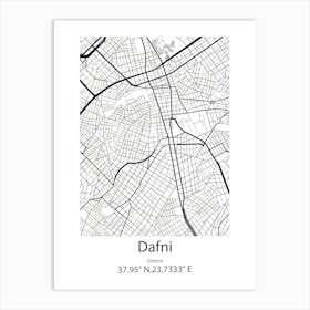 Dafni,Greece Minimalist Map Art Print