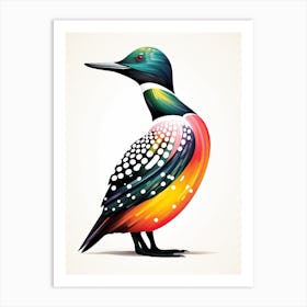 Colourful Geometric Bird Loon 2 Art Print