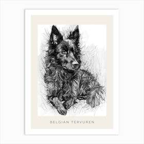 Belgian Tervuren Dog Line Sketch 3 Poster Art Print