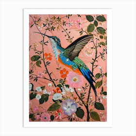 Floral Animal Painting Hummingbird 3 Art Print