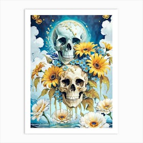 Surrealist Floral Skull Painting (35) Art Print