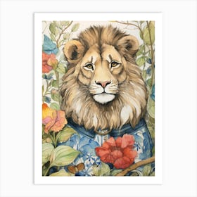 Storybook Animal Watercolour Lion 1 Art Print