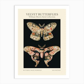 Velvet Butterflies Collection Butterfly Night Symphony William Morris Style 8 Art Print