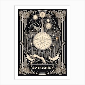 San Francisco, United States, Tarot Card Travel  Line Art 3 Art Print