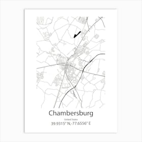 Chambersburg,United States Minimalist Map 1 Art Print