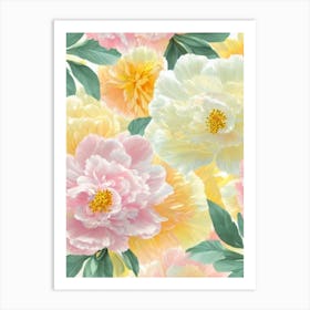 Peony Pastel Floral 2 Flower Art Print