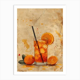 Orange Drink With A Straw Art Print