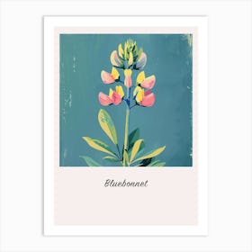 Bluebonnet 1 Square Flower Illustration Poster Art Print