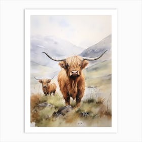 Two Curious Highland Cows 4 Art Print