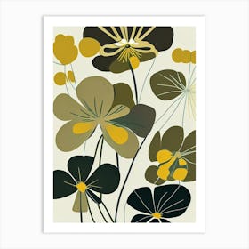 Marsh Marigold Wildflower Modern Muted Colours 1 Art Print