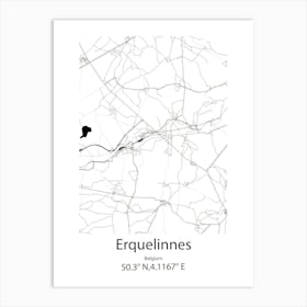 Erquelinnes,Belgium Minimalist Map Art Print