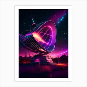 Radio Telescope Neon Nights Space Art Print
