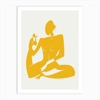 Yoga Nude In Yellow Art Print