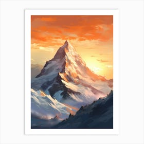 Mountain At Sunset Art Print