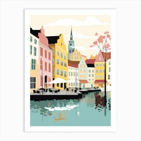 Allborg, Denmark, Flat Pastels Tones Illustration 2 Art Print