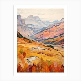 Autumn National Park Painting Dolomiti Bellunesi National Park Italy 2 Art Print