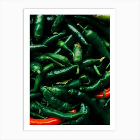 Green And Red Peperoni Art Print