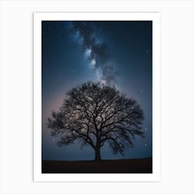 Lone Tree In The Night Sky 1 Art Print