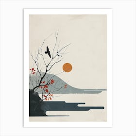 Bird In Tree, Scandinavian Simplicity Art Print