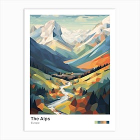 The Alps   Geometric Vector Illustration 6 Poster Art Print