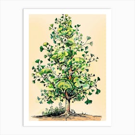 Ginkgo Tree Storybook Illustration 1 Art Print