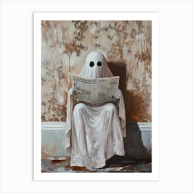 Ghost Reading Newspaper Art Print