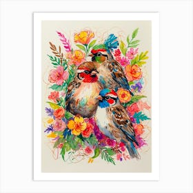 Three Sparrows Art Print