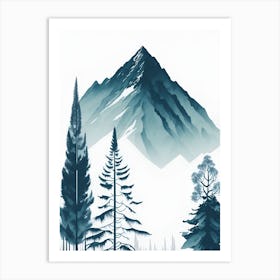 Mountain And Forest In Minimalist Watercolor Vertical Composition 181 Art Print