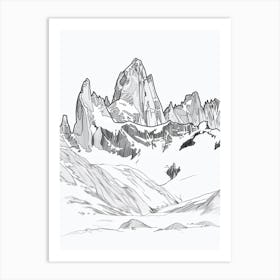 Cerro Fitz Roy Argentina Line Drawing 7 Art Print