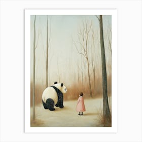 girl and her panda Art Print