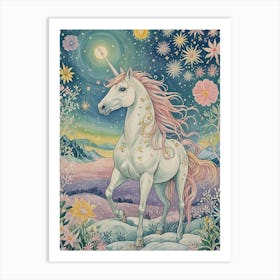 Magical Winter Unicorn Art Print