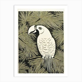 Parrot 3 Linocut Bird Art Print