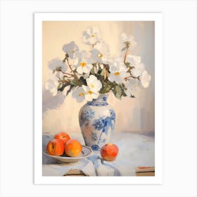 Pansy Flower And Peaches Still Life Painting 4 Dreamy Art Print